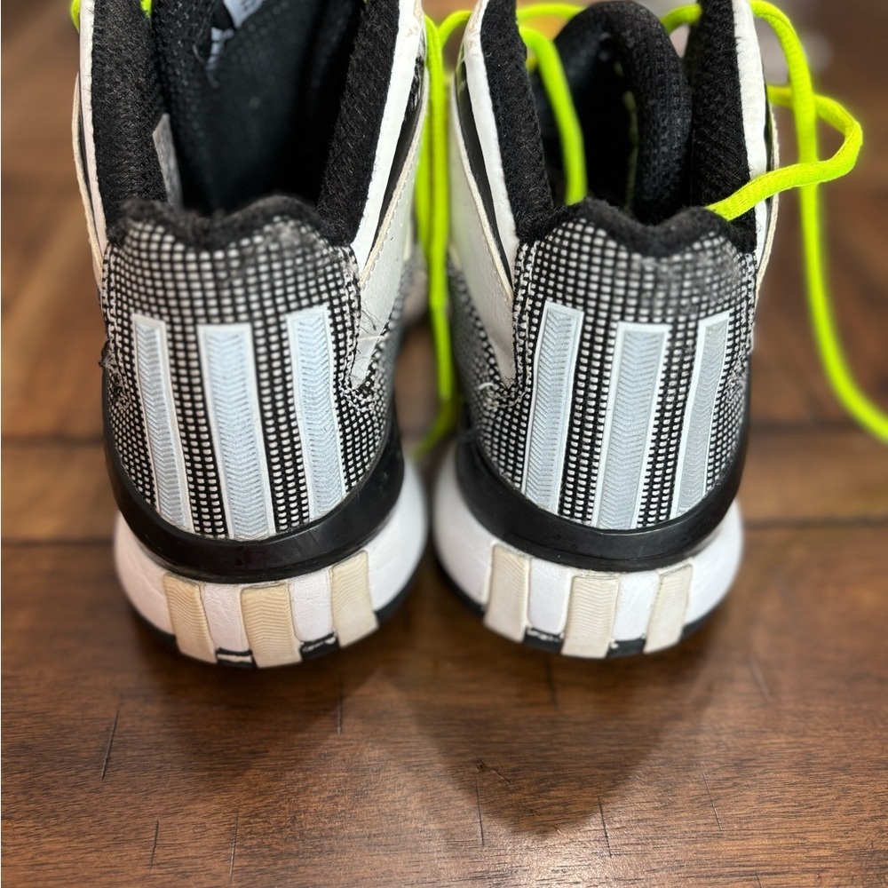 Adidas Black and White Sneakers with Neon Green Laces - Picture 3 of 5